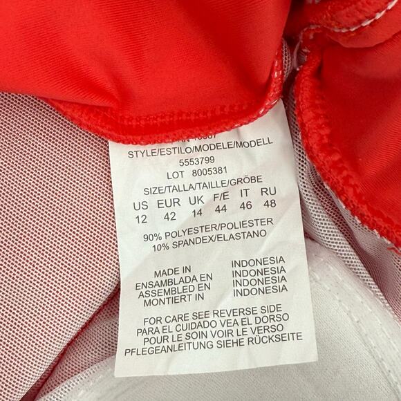 Swim Solutions Swim Dress Size 12 Bow Front Tummy Control Swimsuit Orange NWT - Picture 6 of 16